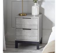 Julian Bowen Table de Chevet Bali à 2 tiroirs - Chêne Gris, Bois d'ingénierie, 57,5 x 45 x 40 cm