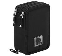 Julian Ross Noir Trousse Garçon, Étui Triple rempli, 45 Accessoires d'École Primaire, 20 Centimètres, Colle en bâtonnet, Mine+, 3 Fermetures Éclair, Compartiments Organisés