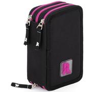 Julian Ross Stylé Trousse Scolaire Complète 45 Pièces - Kit Créatif Triple Compartiment avec Stylos Gel Effaçables, Crayons 4.0 mm, Feutres - Idée Cadeau Fille Noir et Fuchsia