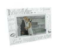 Juliana 3D words 'Mr' & 'Mrs' Glass 6 x 4 Wedding Day Photo Frame - happily ever after, bride & groom, love by Juliana