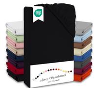 Julido Drap-housse 100 x 200 cm (noir) - En jersey 100 % coton - Certifié Oeko-Tex Standard 100 - Doux pour la peau - Respirant et convient aux personnes allergiques - Hauteur du matelas jusqu'à 30 cm