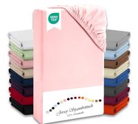 Julido Drap-housse en jersey 140 x 200 cm, drap de lit avec élastique, drap de lit vieux rose en coton, certifié Oeko-Tex Standard 100