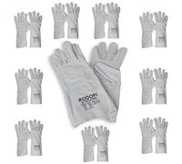 Julido Rodopi Lot de 10 paires de gants de soudeur en cuir de vachette avec manchettes en toile et protection du pouls, robustes, taille 10