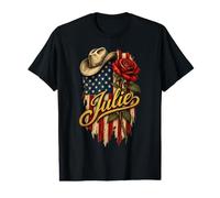 Julie Chapeau de Cowboy Drapeau américain Rose T-Shirt Graphique avec Valeur
