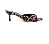 Julie Dee - Sandale mule en satin à imprimé léopard - Femme - Chaussures - Brun - Taille: 37 EU