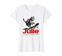 JULIE - Joli nom de fille avec un chat & un skateboard T-Shirt