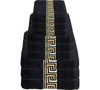 Julie Julsen Lot de 9 serviettes de bain, 3 serviettes de bain, 3 serviettes d'invités, sans produits chimiques, 600 g/m², noir/or, 100 % coton, certifié Öko-Tex Std 100, doux et absorbant, lavable en