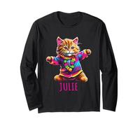 Julie Motif Chat Dansant coloré pour Fille Nom Julie Manche Longue