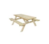 Axi Julie Table De Pique Nique En Bois Classic 177 X 154 Cm Couleur Naturelle, Bois D'epicéa Table Picnic 6 Personnes Table De Pique Nique Au Design Classique, Bancs Intégrés Et Pliables