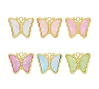 Julie Wang 12 pièces pendentifs papillon colorés en alliage pour la fabrication de bijoux - Charms roses, violets, blancs, verts et bleus pour colliers, bracelets et boucles d'oreilles DIY