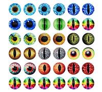 Julie Wang 180pièces Taille Mixte Dragon Yeux Verre Cabochon Yeux pour poupée d'argile Faisant des Sculptures Accessoires Artisanat Bricolage résultats Fabrication de Bijoux 6mm 8mm 10mm 12mm -30mm