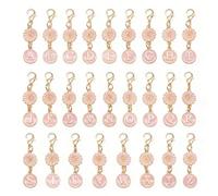 Julie Wang 26pcs Lettres A-Z Alphabet Fleurs Roses Émail Charms Pendentif avec Fermoir Pince pour Sac, Coque Téléphone, Porte-clés, Accessoires DIY Bijoux