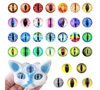 Julie Wang 60 Pièces - 12MM Cabs en Verre pour Yeux de Dragon à Pupille Verticale, pour pâte polymère, Sculptures, pendentifs pour Bijoux, Artisanat Fournitures pour l'art Fantastique