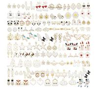 Julie Wang 60 pièces 30 paires pendentifs à breloques en émail blanc mélangé pour la fabrication de bijoux en vrac lot collier boucles d'oreilles Bracelet artisanat résultats