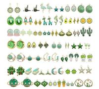 Julie Wang 60 pièces 30 paires pendentifs à breloques en émail vert mixte pour la fabrication de bijoux en vrac lot collier boucles d'oreilles Bracelet artisanat résultats