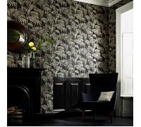 JULIEN MACDONALD Papier peint support intissé Honolulu vinyle - 1005 x 52 cm - Noir et or