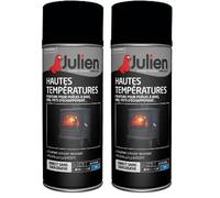 Julien Peinture Aérosol de Protection Hautes Températures - Noir Mat 400ml (Lot de 2)