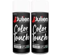 Julien Peinture Aérosol Intérieure et Extérieure Color Touch en Phase Aqueuse - Blanc Neige Satin - 400ml (Lot de 2)