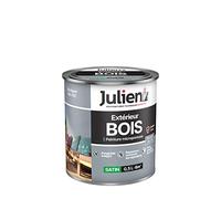 Julien Peinture Bois Microporeux Extérieur Satin - Portes, fenêtres, portails, mobilier de jardin - Gris Argent 0,5 L