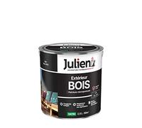 Julien Peinture Bois Microporeux Extérieur Satin - Portes, fenêtres, portails, mobilier de jardin - Noir 2,5 L