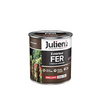Julien Peinture Fer Anti-Rouille Brillant - Portes, grilles, portails, mobilier de jardin en métal - Brun Normandie 0,5 L