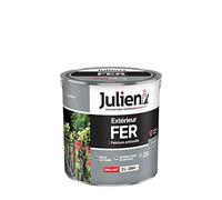Julien Peinture Fer Anti-Rouille Brillant - Portes, grilles, portails, mobilier de jardin en métal - Gris Acier 2 L