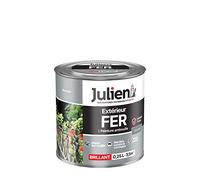 Julien Peinture Fer Anti-Rouille Brillant - Portes, grilles, portails, mobilier de jardin en métal - Gris Acier 0,25 L