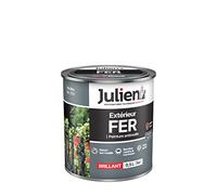 Julien Peinture Fer Anti-Rouille Brillant - Portes, grilles, portails, mobilier de jardin en métal - Gris Bleu 0,5 L