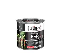Julien Peinture Fer Anti-Rouille Brillant - Portes, grilles, portails, mobilier de jardin en métal - Noir Brillant 0,25 L