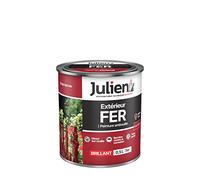 Julien Peinture Fer Anti-Rouille Brillant - Portes, grilles, portails, mobilier de jardin en métal - Rouge Agricole 0,5 L