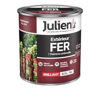 Julien Peinture Fer Anti-Rouille Brillant - Portes, grilles, portails, mobilier de jardin en métal - Rouge Basque 0,5 L