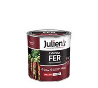 Julien Peinture Fer Anti-Rouille Brillant - Portes, grilles, portails, mobilier de jardin en métal - Rouge Basque 2 L