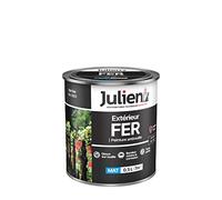 Julien Peinture Fer Anti-Rouille Mat - Portes, grilles, portails, mobilier de jardin en métal - Noir Mat 0,5 L