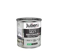 Julien Peinture Multi-Matériaux Satin en phase Aqueuse - Bois, Fer, Alu, PVC, Zinc, Acier galvanisé, brut ou peint - Gris Clair 0,5 L