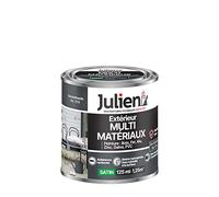 Julien Peinture Multi-Matériaux Satin en phase Aqueuse - Bois, Fer, Alu, PVC, Zinc, Acier galvanisé, brut ou peint - Gris Anthracite 0,125 L