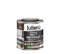Julien Peinture Multi-Matériaux Satin en phase Aqueuse - Bois, Fer, Alu, PVC, Zinc, Acier galvanisé, brut ou peint - Brun Normandie 0,125 L