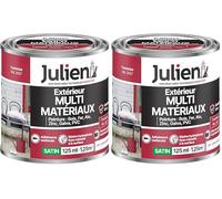 Julien Peinture Multi-Matériaux Satin en phase Aqueuse - Bois, Fer, Alu, PVC, Zinc, Acier galvanisé, brut ou peint - Framboise 0,125 L (Lot de 2)