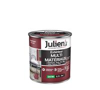 Julien Peinture Multi-Matériaux Satin en phase Aqueuse - Bois, Fer, Alu, PVC, Zinc, Acier galvanisé, brut ou peint - Rouge Basque 0,5 L
