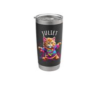 Juliette Chat dansant pour fille Nom Juliette Gobelet isotherme en acier inoxydable double paroi