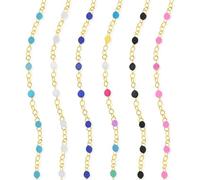 JULIETTE COLLECTION Chaîne de perles - Bracelet de cheville ras du cou pour femme - Plaqué or 14 carats - Perle en émail - Bijoux d'été pour la plage, 9 Inches (Anklet) (8" + 1 Adjustable), Émail, Pas