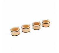 Julihai 4 Pièces Seaux en Bois pour Maison de Poupée, Accessoires de Seau en Bois Miniatures avec Matériau en de Pin et Grain de Authentique, pour Décoration de Maison de