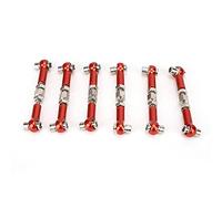 Julihai Ensemble de 6 Barres de Direction Réglables en Alliage D'aluminium, Maillons de Servo pour Voiture Camion Buggy 1/10 1/12 RC, Compatible avec HSP ZD Racing Hpi LRP (Rouge)
