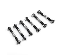 Julihai Ensemble de 6 Barres de Direction Réglables en Alliage D'aluminium, Maillons de Servo pour Voiture Camion Buggy 1/10 1/12 RC, Compatible avec HSP ZD Racing Hpi LRP (Black)