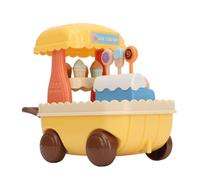 Julihai Jouet de chariot de glace, simulation de rouleau en plastique sûre mignonne avec accessoires de maillet de crème glacée et roues mobiles, cadeau pour enfants anniversaire Noël jeu de rôle