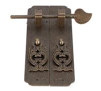 Julihai Kit de Poignée de Porte en Cuivre Antique, Poignée de Porte de Style Chinois Exquis pour Armoire, 2 Plaques, 4 Vis pour Meubles de Maison