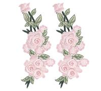 Julihai Lot de 2 Patchs Brodés de Fleurs en Coton Attrayant, Accessoire Décoratif pour Vêtements, Chemises, Sacs, Convient pour Personnaliser la Décoration murale. (PINK)