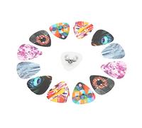 Julihai Médiators de Guitare 12 Pièces, Plectres de Guitare en Celluloïd Moyen avec un Design Unique et Cool, pour Basse Acoustique électrique ukulélé (COLOR)