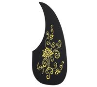 Julihai Pickguard de Guitare, Plaque à Gratter Auto-adhésive pour Guitare Acoustique et Classique, Protections de Médiator en PVC Noir avec Tortue Vintage, Accessoires de Cool, (Motif doré)