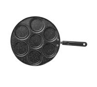 Julihai Poêle à Frire avec 7 Trous, Poêle à Frire Antiadhésive en Aluminium pour œufs au Plat, Moule à Hamburger, Fournitures de Cuisine pour Maison, Hôtel, Restaurant, Noir, 18,5 X 11,8 Pouces