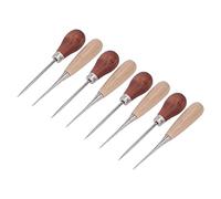 Julihai Poinçon de Couture en Acier Inoxydable, Outil Multifonction Permettant D'économiser des Efforts, 8 Pièces, Manche en Bois, Poinçon à Gratter pour un Usage Domestique, Cadeau Parfait pour les